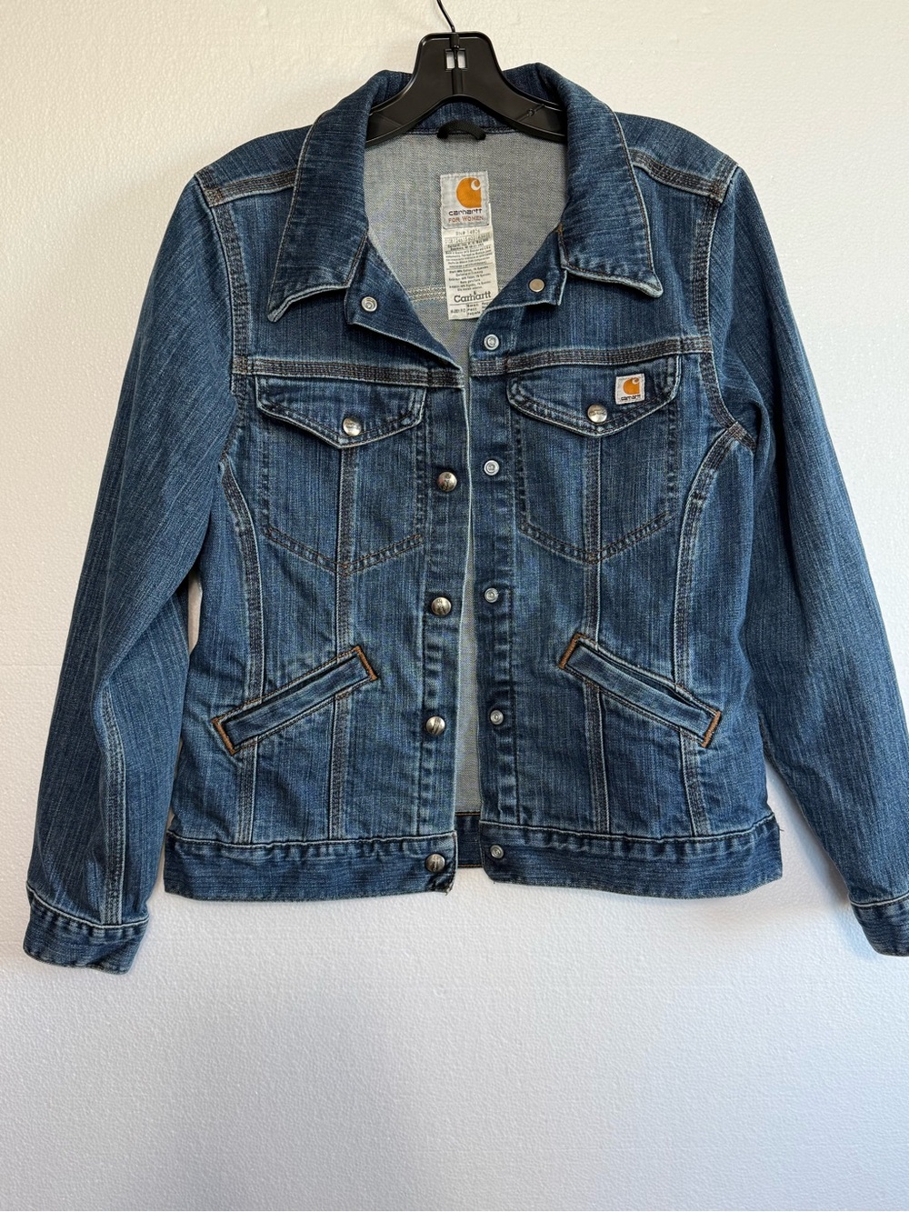 Vintage Carhartt WJ001 FIO Denim Jacket Small Regular Y2K 2008 Faded Indigo Blue